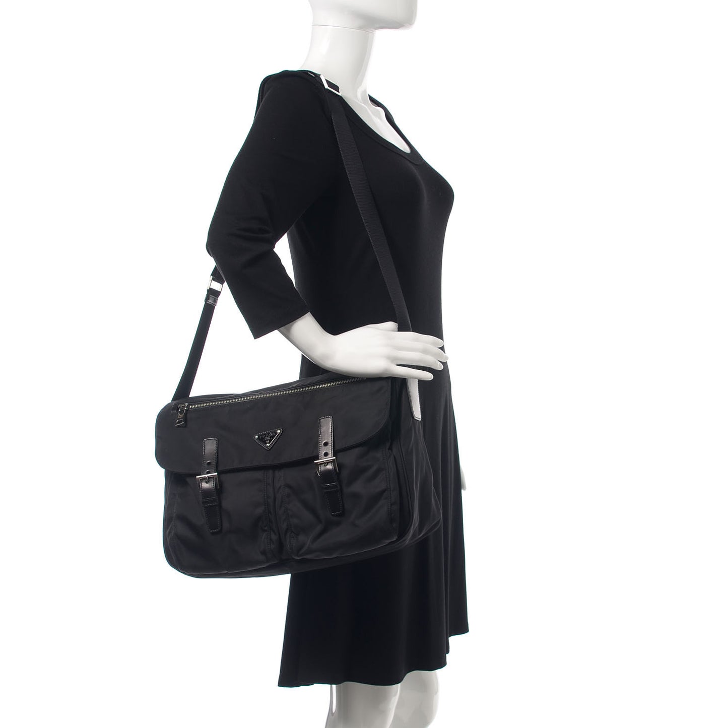 Tessuto Nylon Messenger Bag Black