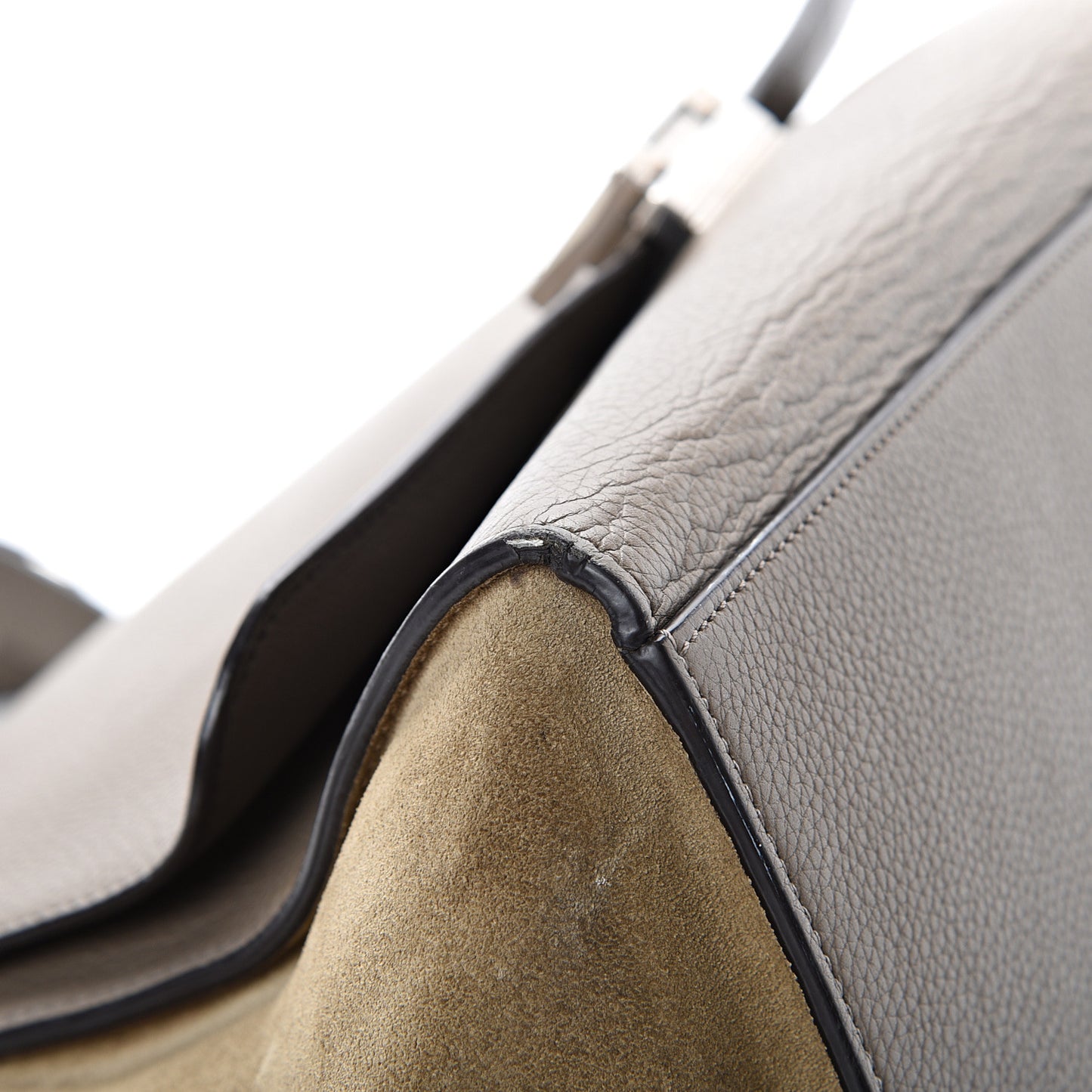 Drummed Calfskin Suede Medium Trapeze Souris