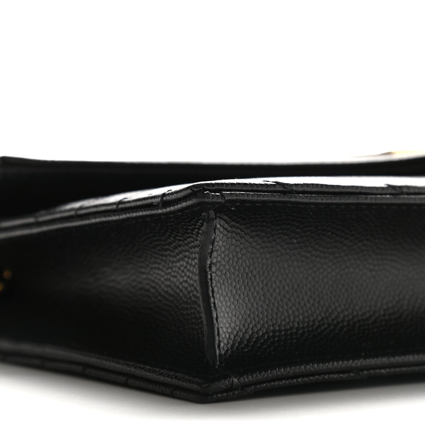 Grain De Poudre Matelasse Chevron Monogram Envelope Chain Wallet Black