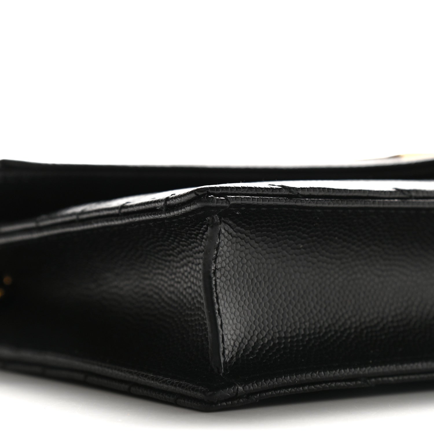 Saint Laurent Grain De Poudre Matelasse Chevron Monogram Envelope Chain Wallet Black 8 of 9