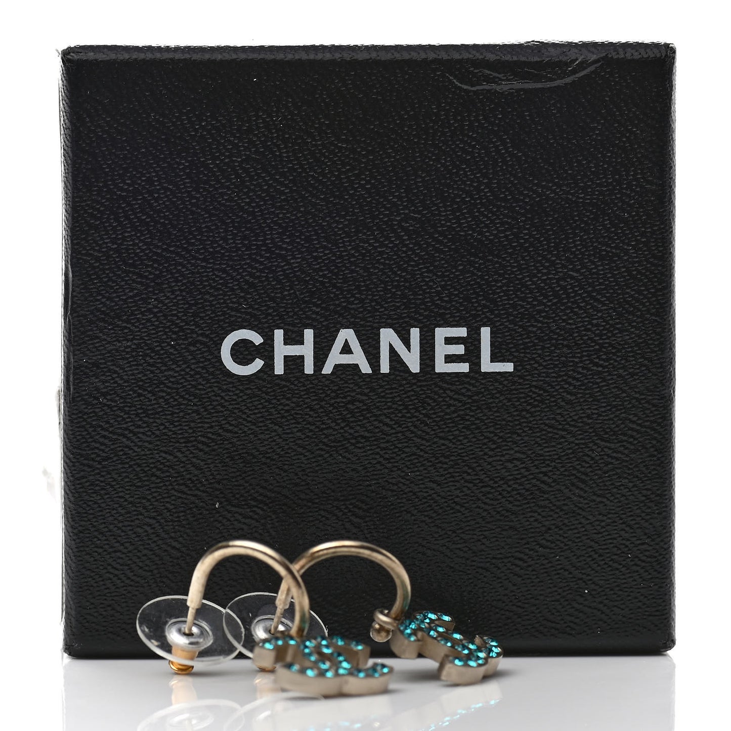 Crystal CC Drop Earrings Blue