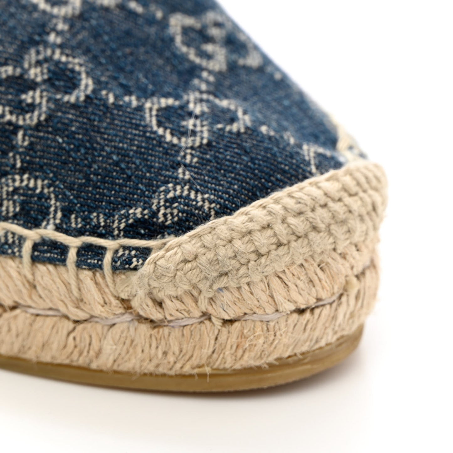 Denim GG Monogram Espadrilles 39 Blue Tea Cuir