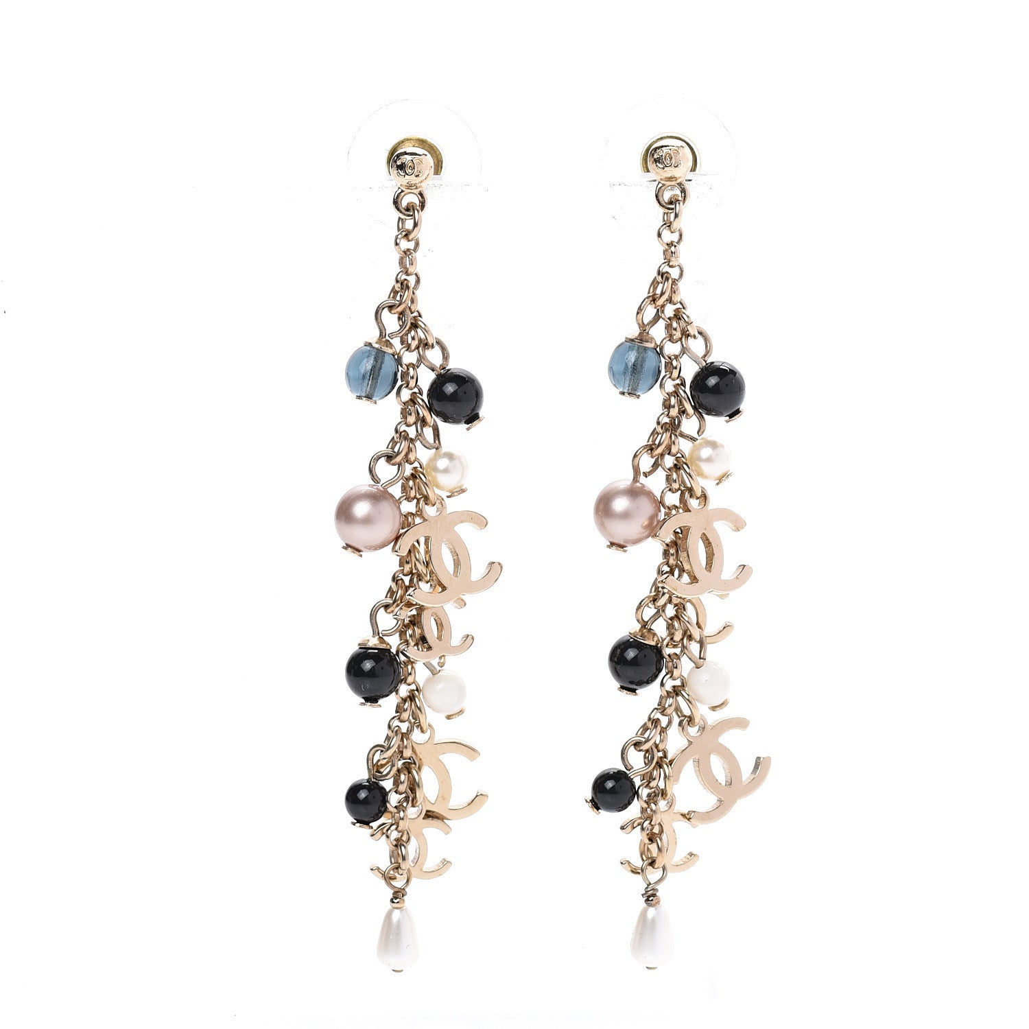 Chanel Pearl Chain CC Dangle Earrings 1 of 5