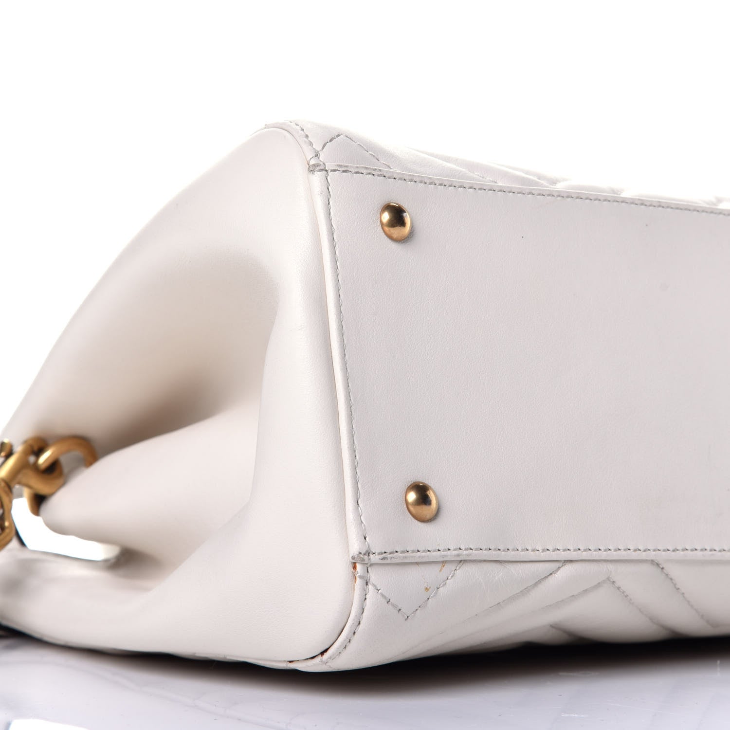 Gucci Calfskin Matelasse Small GG Marmont Tote White 9 of 10