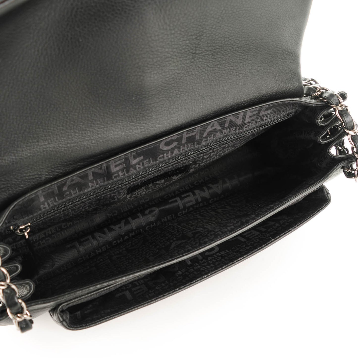 Caviar Mademoiselle Lock Accordion Flap Black