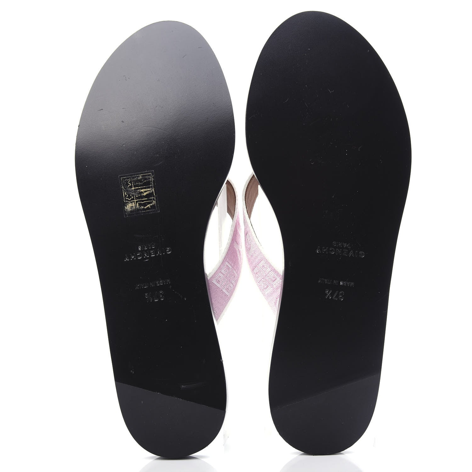 Givenchy Grosgrain Cross Logo Ankle Strap Sandals 37.5 Pink White 6 of 11