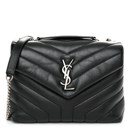Saint Laurent Calfskin Y Quilted Monogram Small Loulou Chain Satchel Black 1 of 11