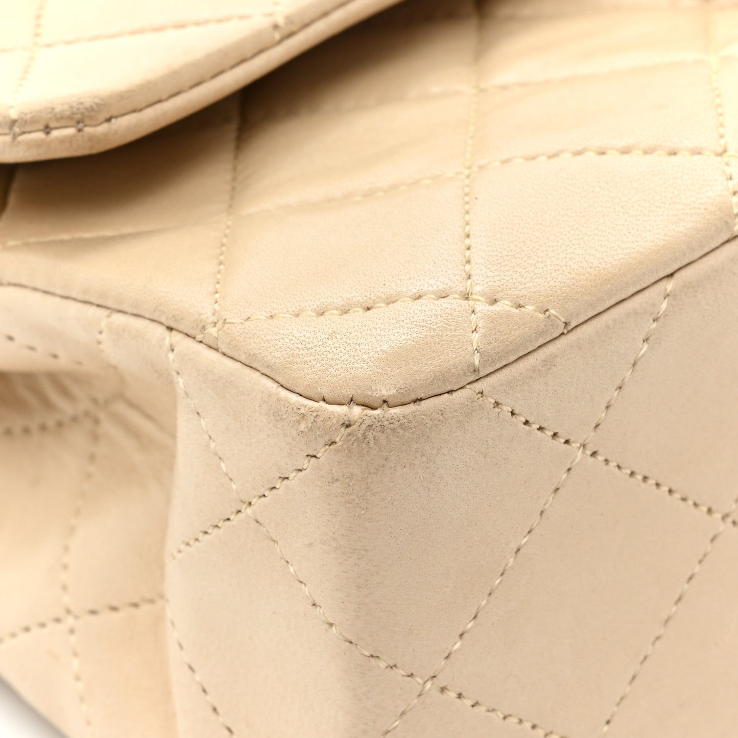 Lambskin Quilted Small Double Flap Beige