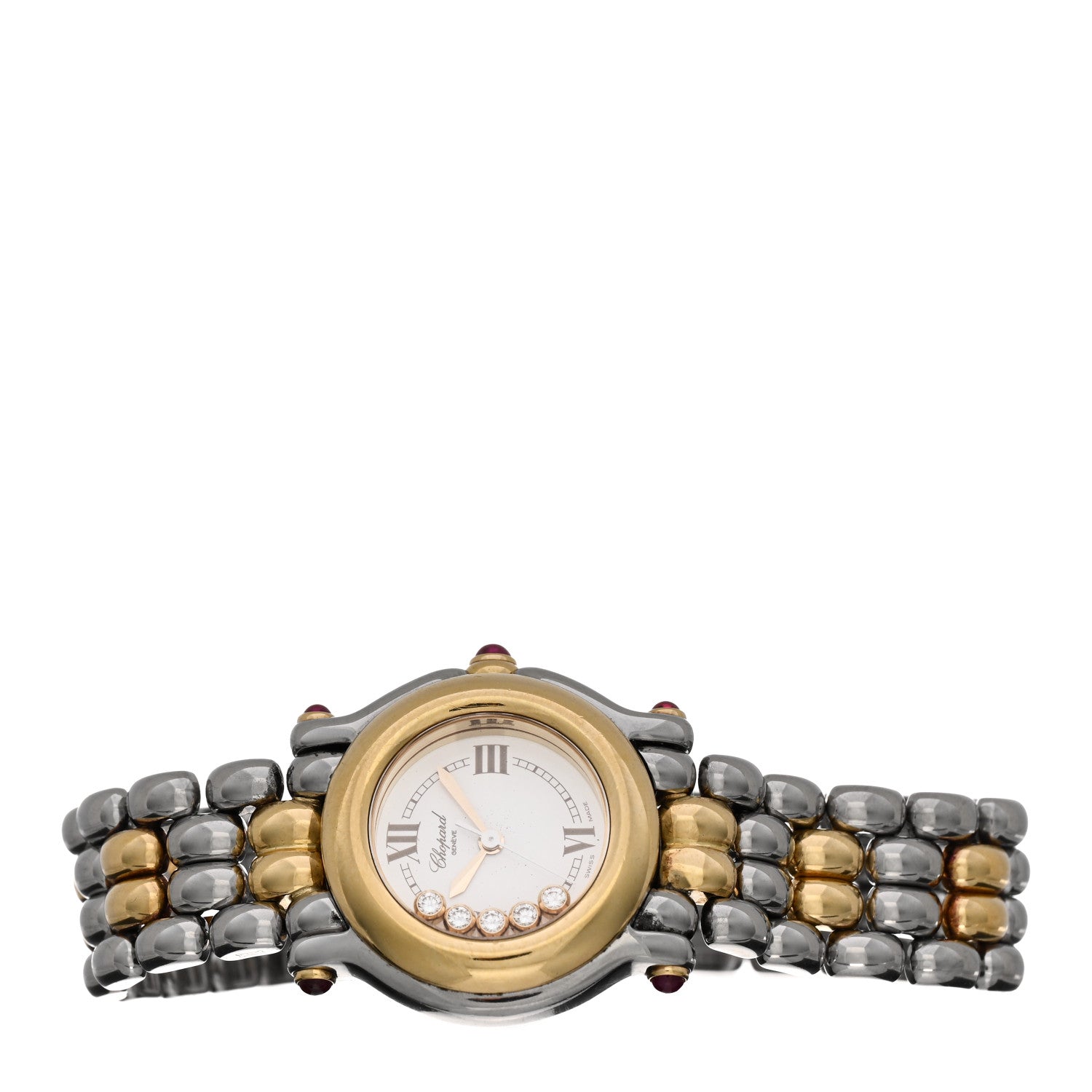Chopard Stainless Steel 18K Yellow Gold 5 Diamond 26mm Happy Sport Quartz Watch 2 of 4