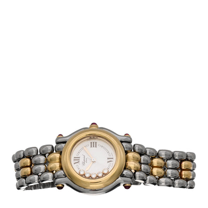 Chopard Stainless Steel 18K Yellow Gold 5 Diamond 26mm Happy Sport Quartz Watch 2 of 4
