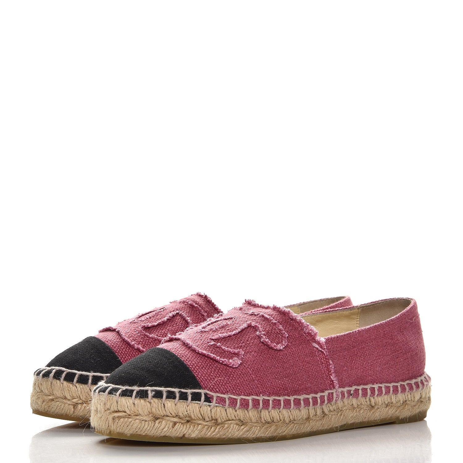 Chanel Linen CC Espadrilles 37 Pink Black 2 of 10