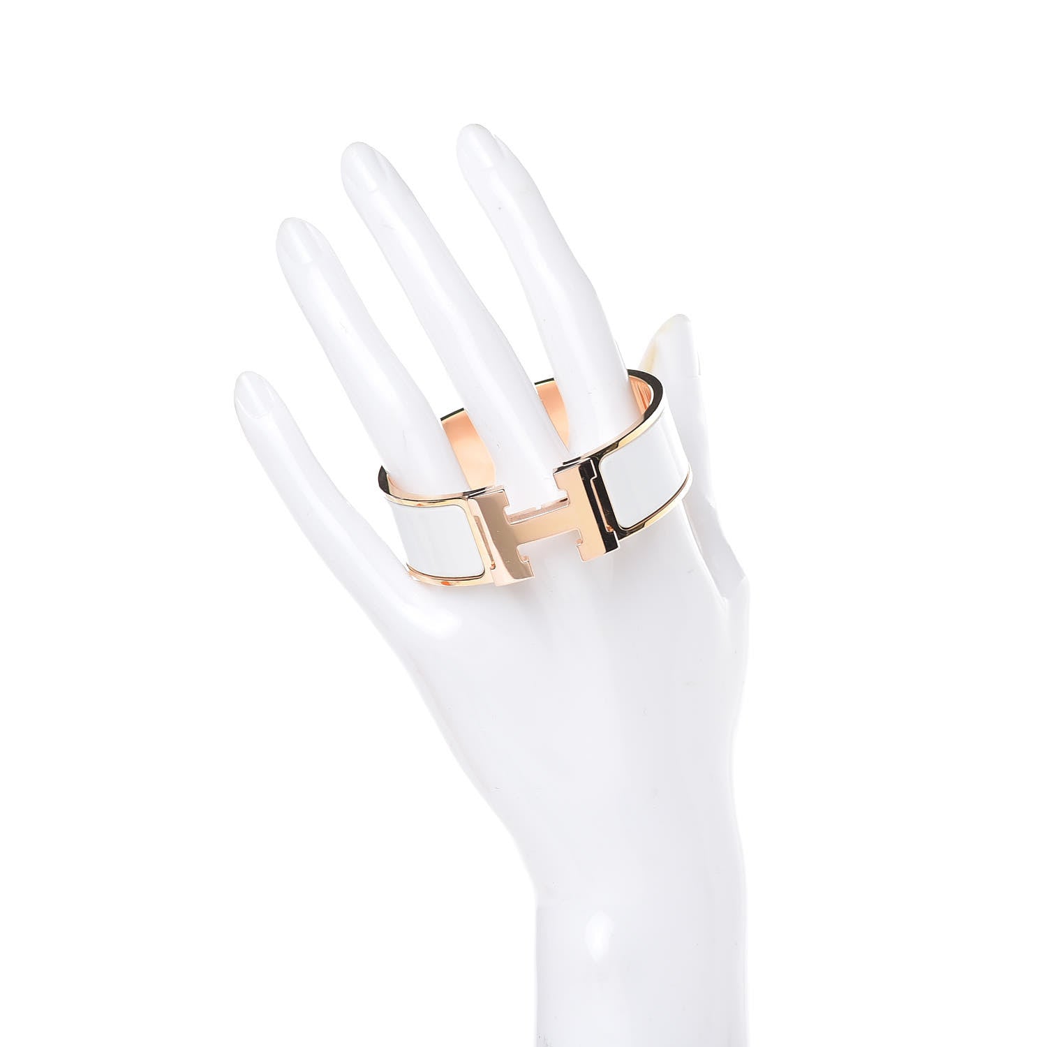 Hermes Enamel Wide Clic Clac H Bracelet GM White 2 of 6