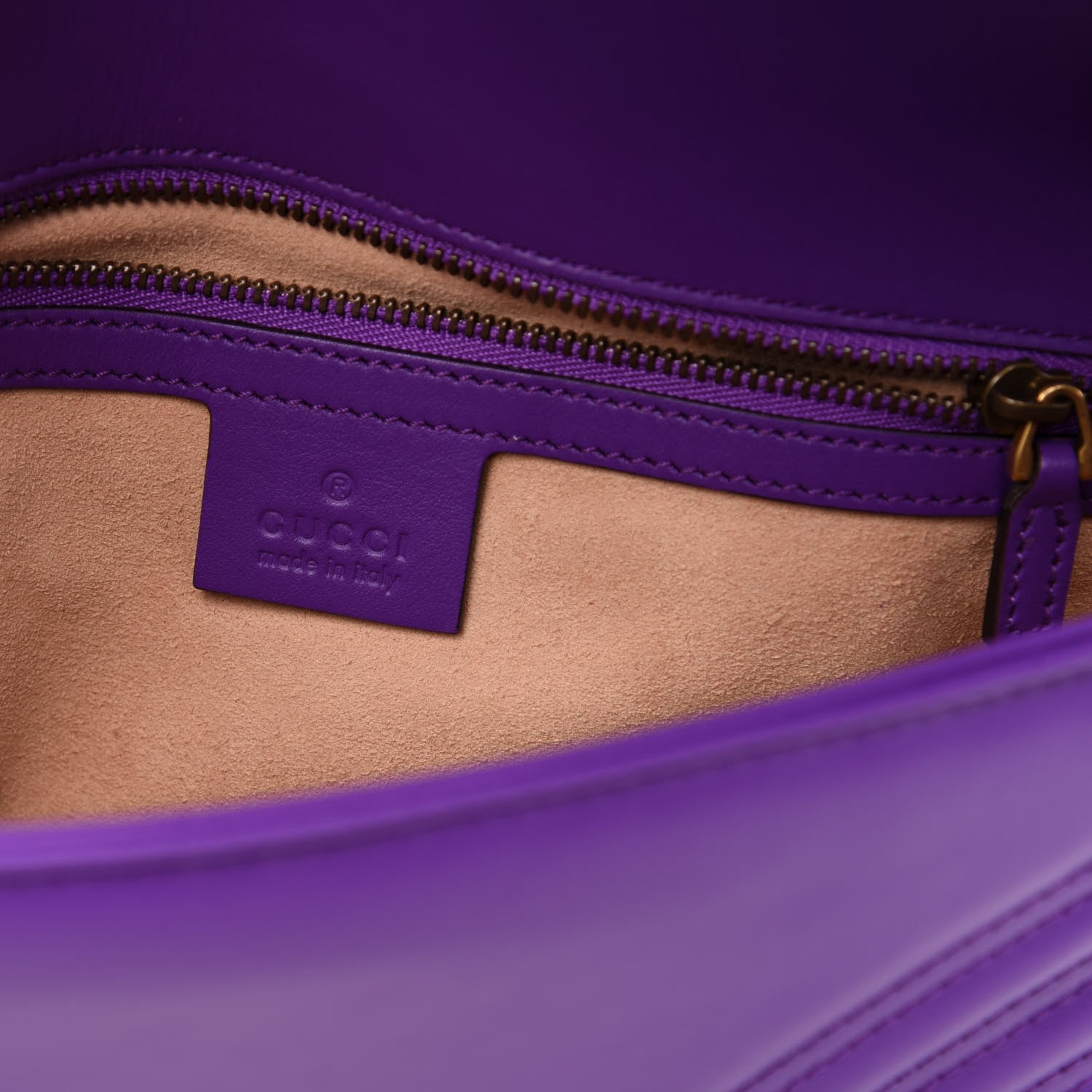 Gucci Calfskin Matelasse Small GG Marmont Shoulder Bag Shine Purple 7 of 15