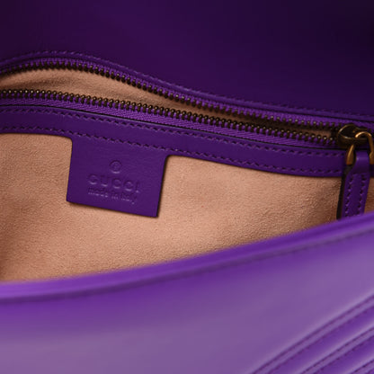 Gucci Calfskin Matelasse Small GG Marmont Shoulder Bag Shine Purple 7 of 15