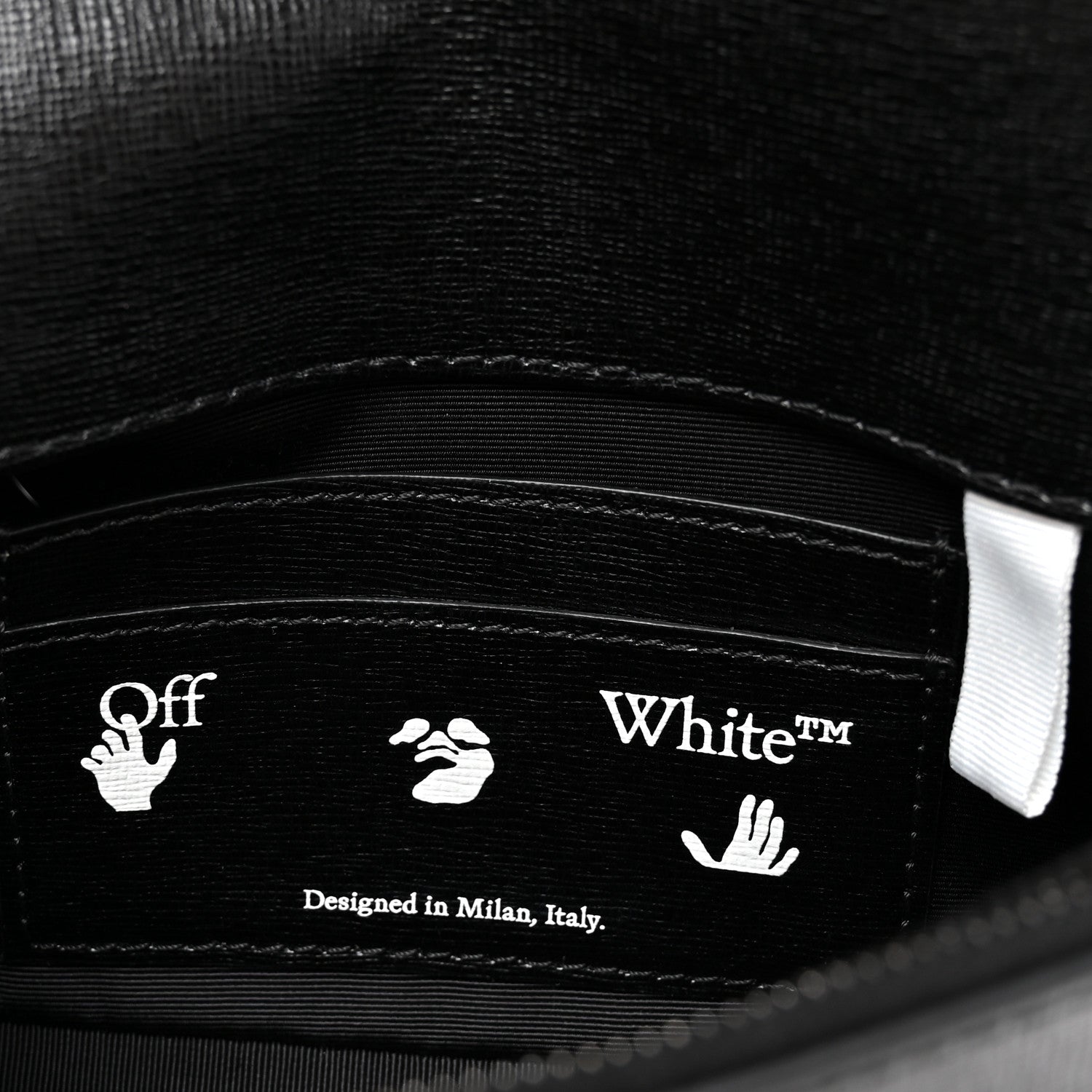 Off-White Saffiano Striped Mini Diag Binder Clip Bag Black White Indus 6 of 11
