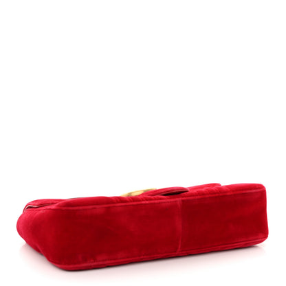 Gucci Velvet Matelasse Medium GG Marmont Shoulder Bag Hibiscus Red 4 of 14