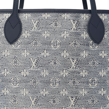 Louis Vuitton Monoglam Neverfull MM Blue 9 of 12