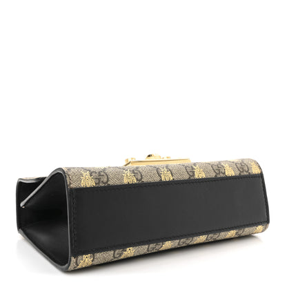 Gucci GG Supreme Monogram Bees Small Padlock Shoulder Bag Black 4 of 12