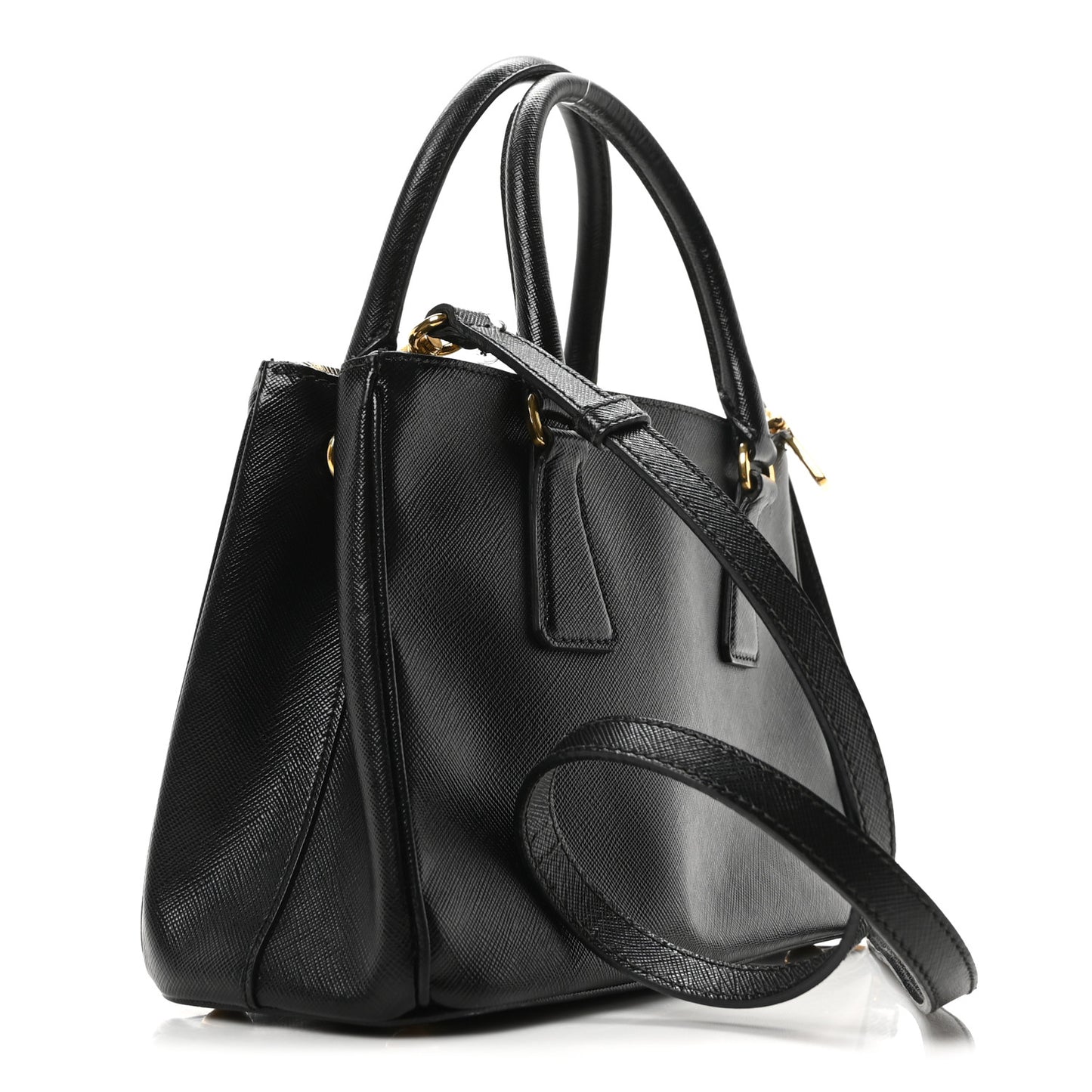 Saffiano Mini Galleria Double Zip Tote Black