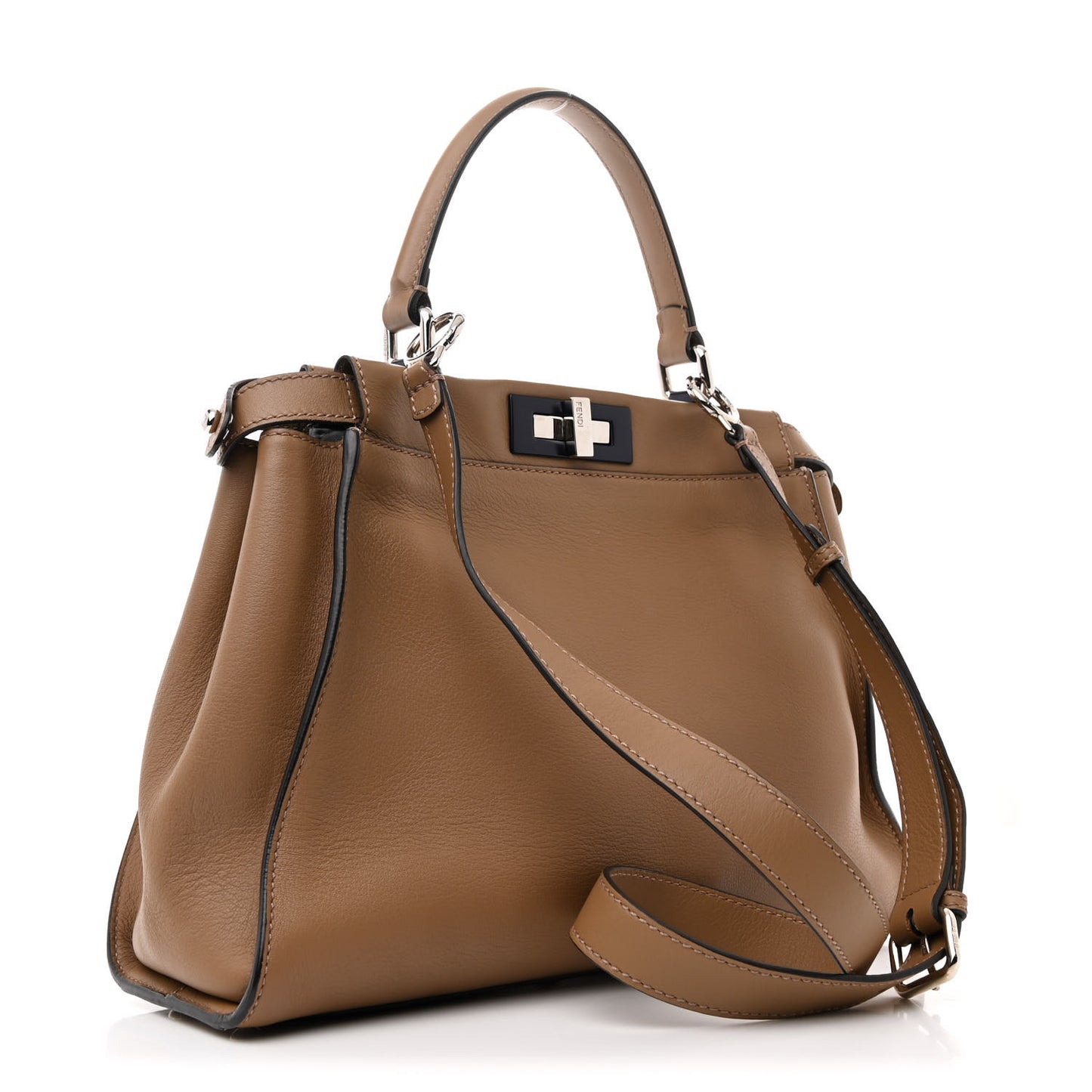 Vitello Seta Shiny Nappa Medium Peekaboo Iconic Satchel Cuoio Ardesia