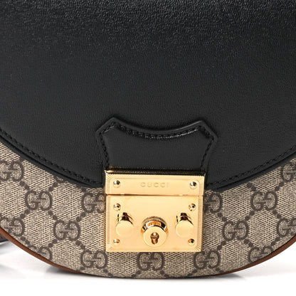 Gucci GG Supreme Monogram Calfskin Small Padlock Messenger Shoulder Bag Beige Black Cuir 8 of 10