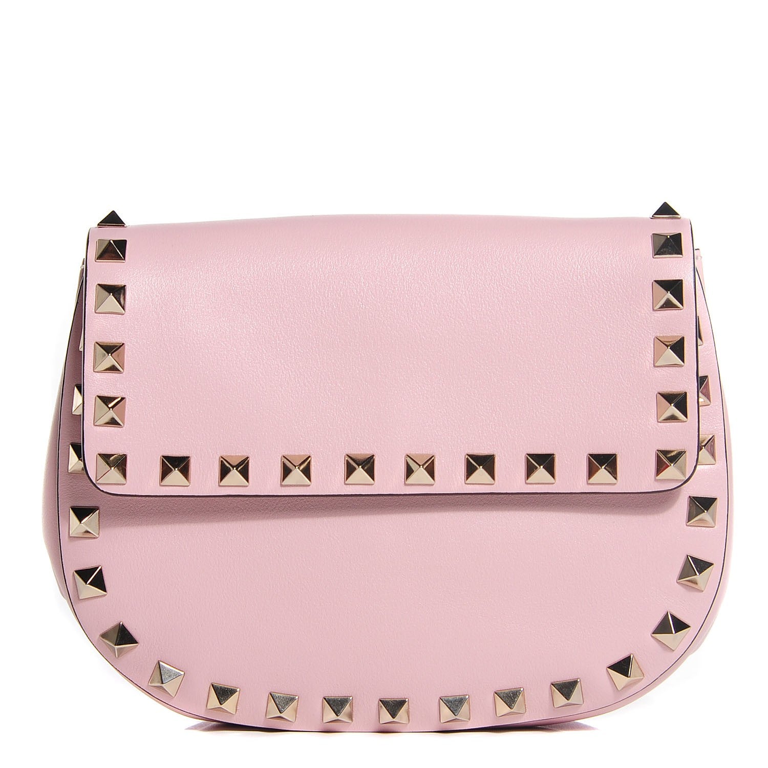 Valentino Garavani Vitello Mini Rockstud Crossbody Saddle Bag Water Rose 1 of 8
