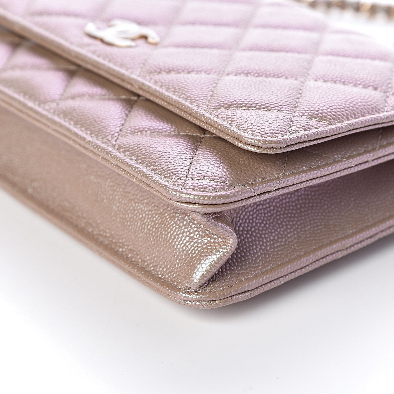 Chanel Iridescent Caviar Quilted Wallet On Chain WOC Beige 10 of 11