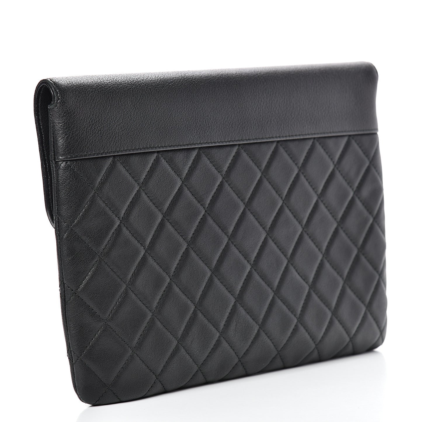 Calfskin Quilted CC Box Flap Pouch Black