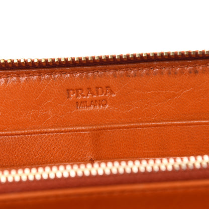 Prada Goatskin Chic Zip Around Wallet Papaya 5 of 14