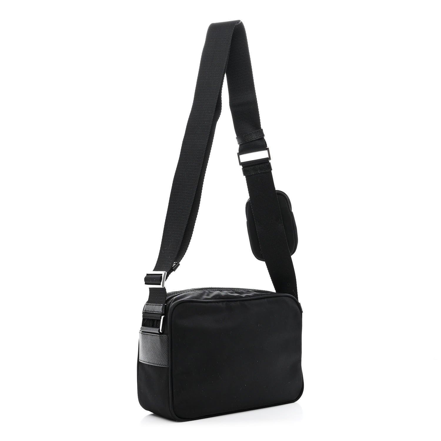 Prada Re-Nylon Vela Saffiano Pocket Double Zip Shoulder Bag Black 3 of 12