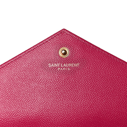 Saint Laurent Grain De Poudre Matelasse Chevron Monogram Chain Wallet Bubblegum 6 of 12