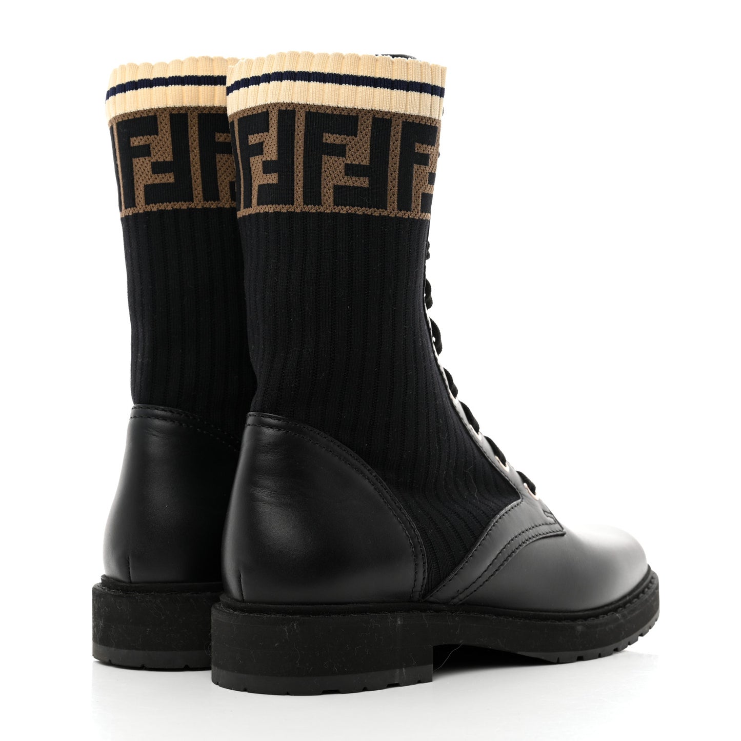 Calfskin Stretch Fabric Rockoko Biker Boots 38 Tobacco Black Marino