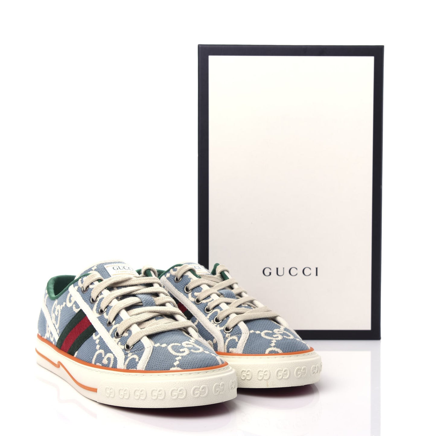 Cotton GG Monogram Web Womens 1977 Tennis Sneakers 40 Philod Ivory Mystic White