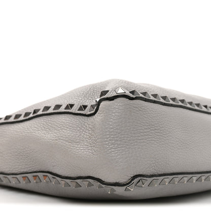 Valentino Garavani Pebbled Calfskin Small Rockstud Flip-Lock Messenger Bag Grey 7 of 8