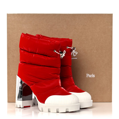 Christian Louboutin Fabric Oriona Lug 100 Boots 37 Loubi Red Silver 9 of 9