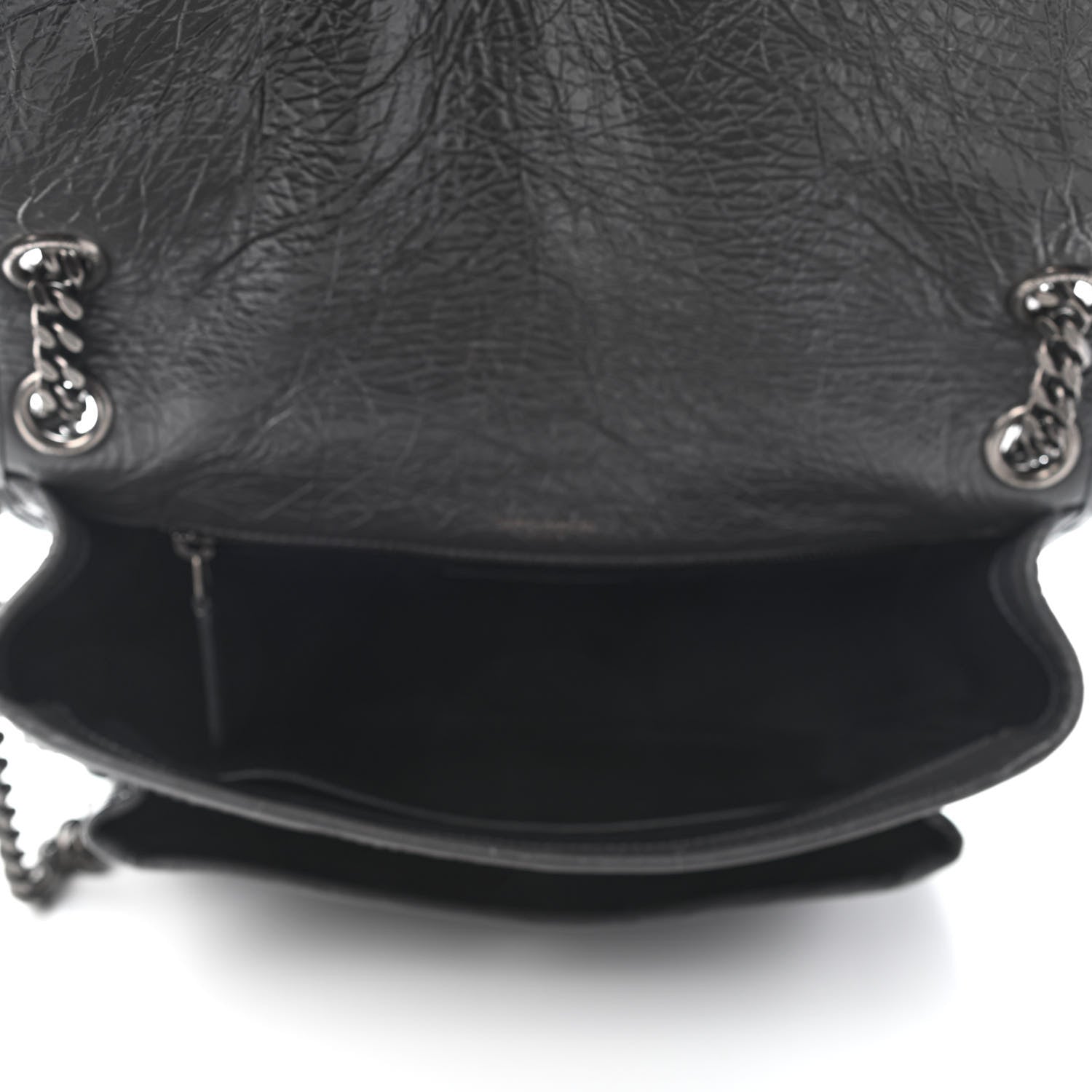 Saint Laurent Crinkled Calfskin Matelasse Monogram Medium Niki Chain Satchel Asphalt 4 of 10