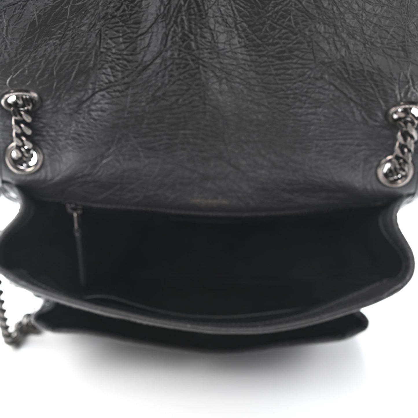 Crinkled Calfskin Matelasse Monogram Medium Niki Chain Satchel Asphalt