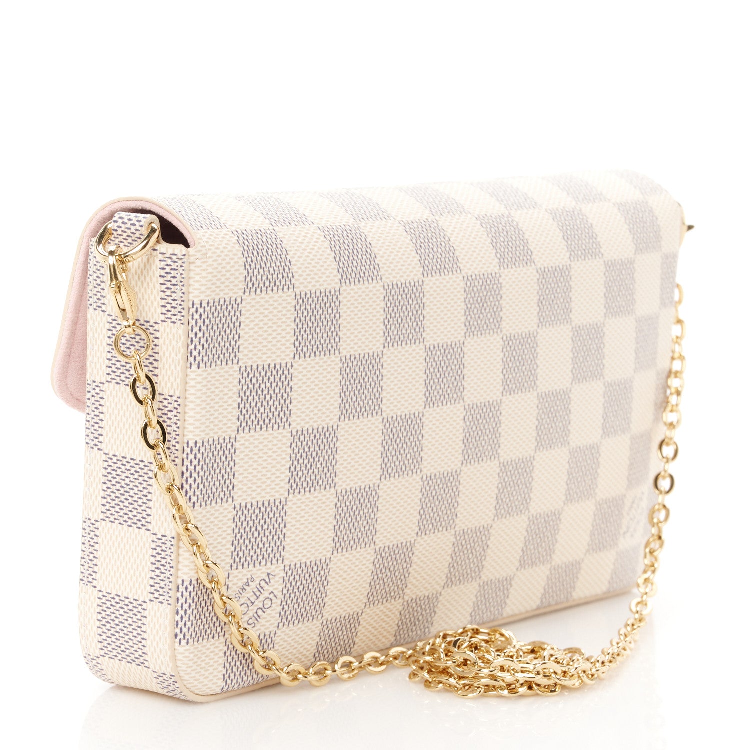 Louis Vuitton Damier Azur Pochette Felicie Chain Wallet Rose Ballerine 4 of 14