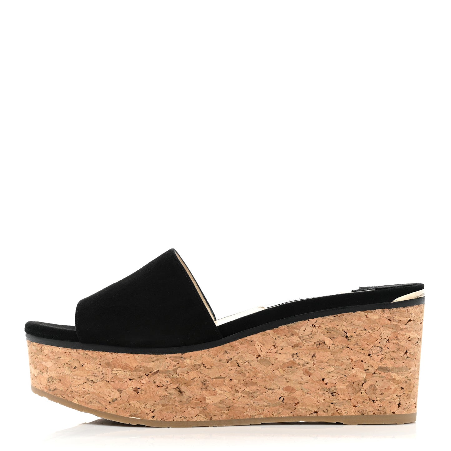 Suede Cork DeeDee Platform Wedge Slide Sandals 40 Black