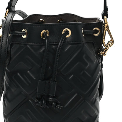 Fendi Vitello Liberty F is Fendi FF 1974 Embossed Mini Mon Tresor Bucket Bag Black 8 of 11