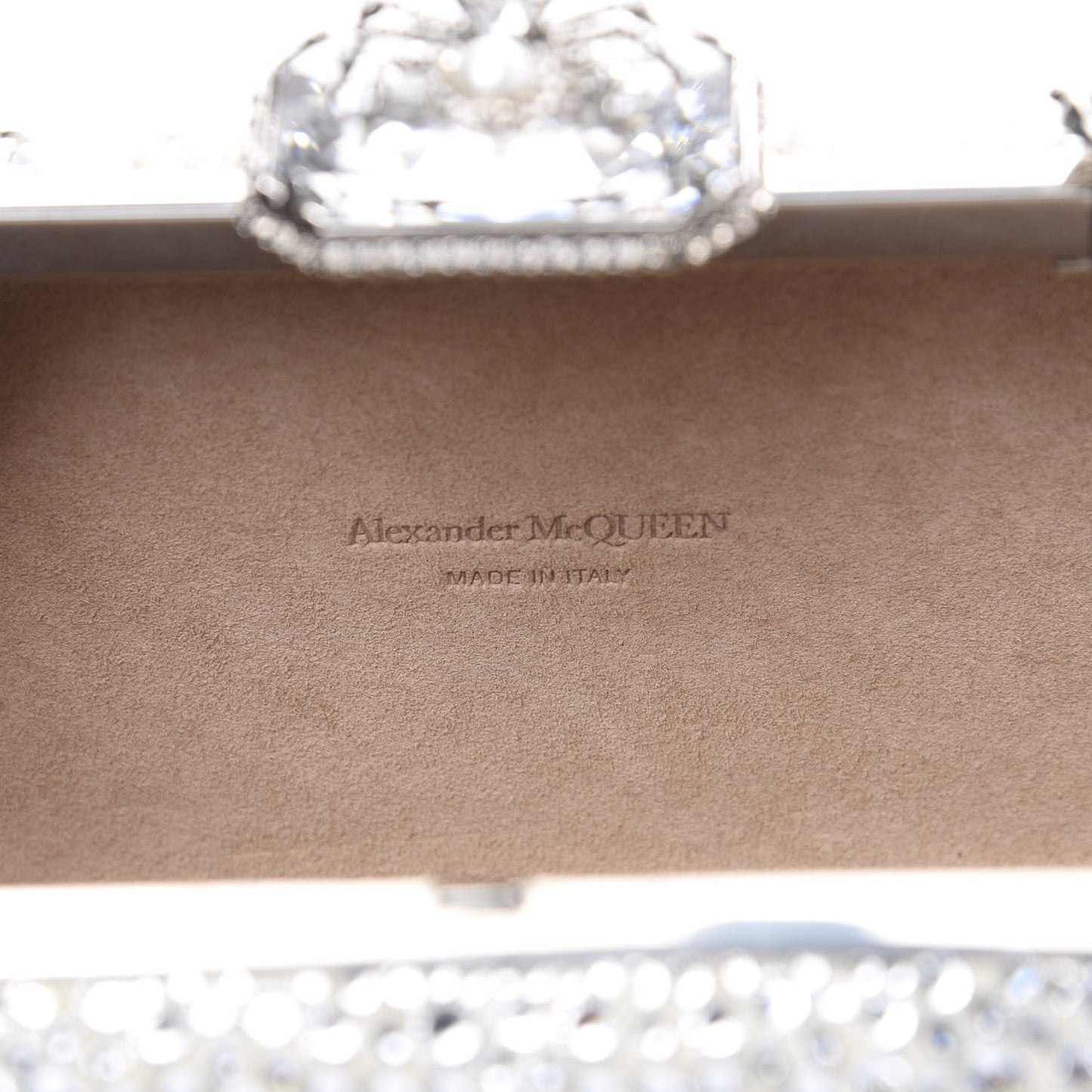 Crystal Spider Box Chain Clutch Silver