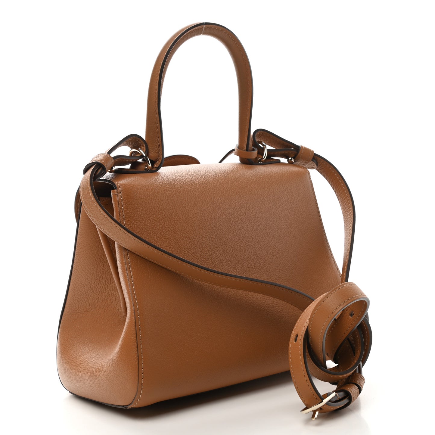Grained Calfskin Mini Brillant Satchel Natural