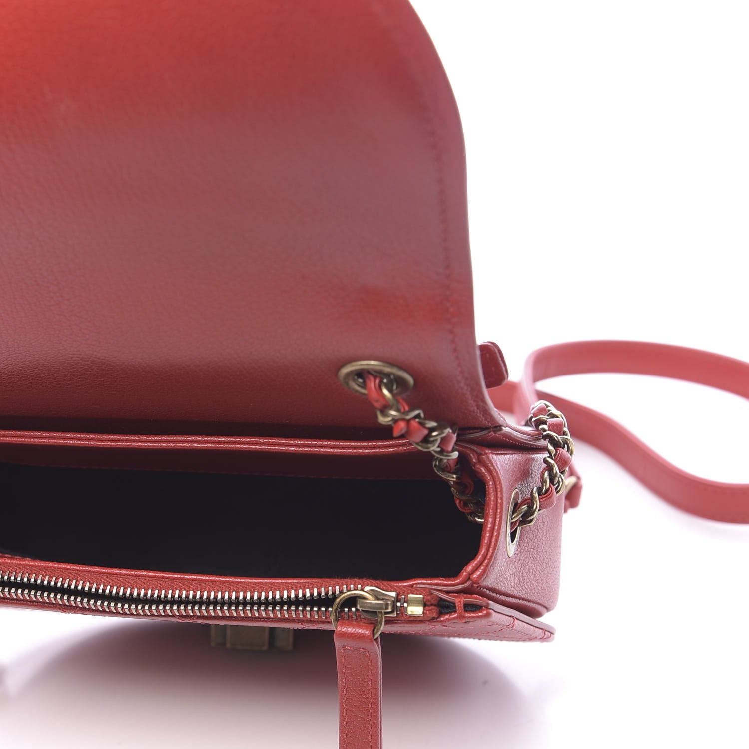 Chanel Shiny Calfskin Goatskin Quilted Small Coco Curve Messenger Flap Red 5 of 11