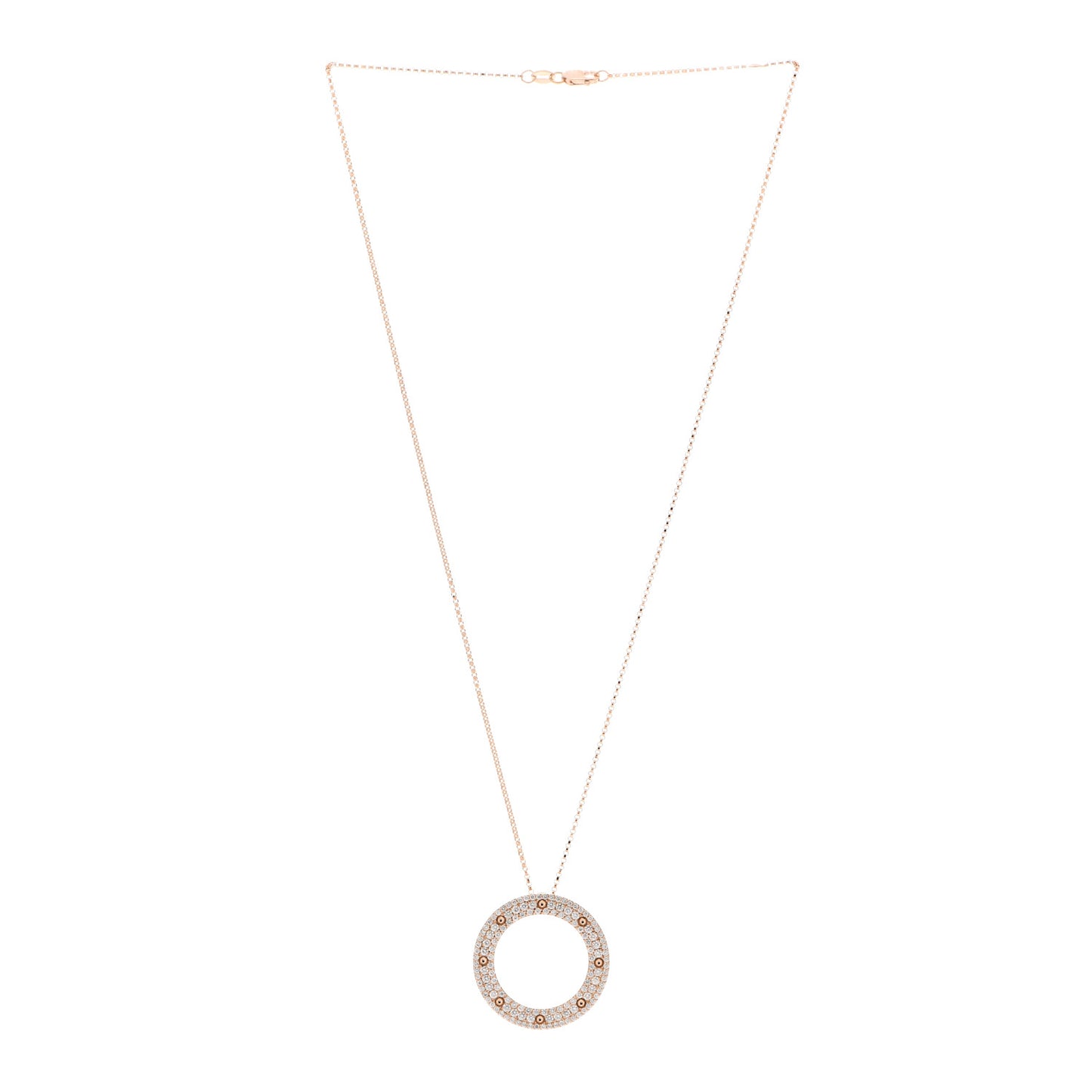 18K Rose Gold Diamond Circle Pendant Necklace