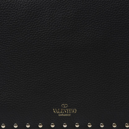 Valentino Garavani Pebbled Calfskin Large Rockstud Envelope Clutch Black 8 of 9