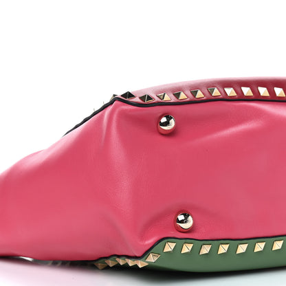 Valentino Garavani Vitello Colorblock Small Rockstud Tote Deep Rose Clover Grey Scarlet 4 of 9