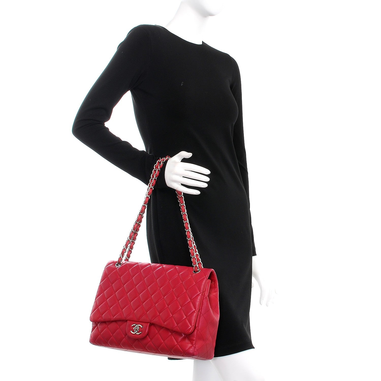 Chanel Lambskin Quilted Maxi Single Flap Fuchsia 3 of 11