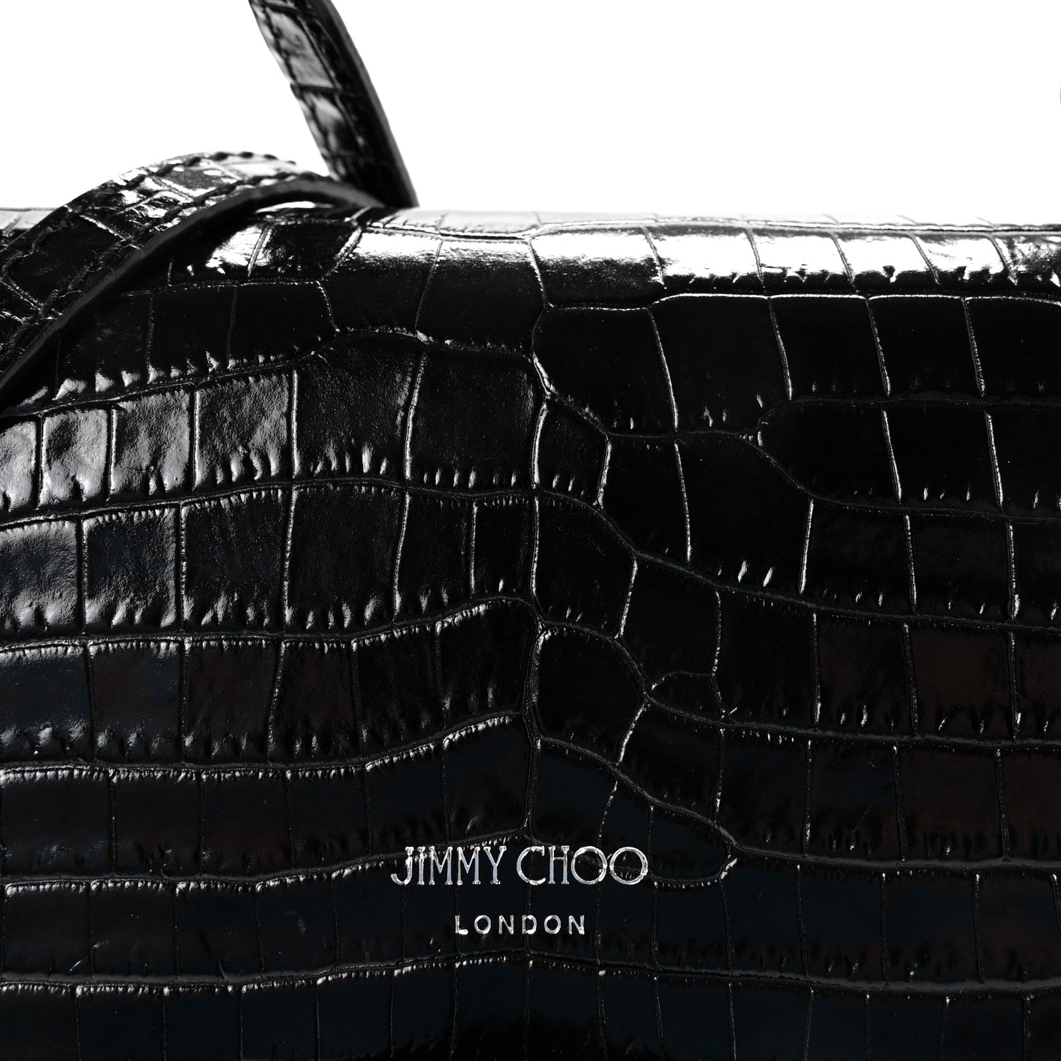 Jimmy Choo Calfskin Crocodile Embossed Madeline Top Handle Black 7 of 9