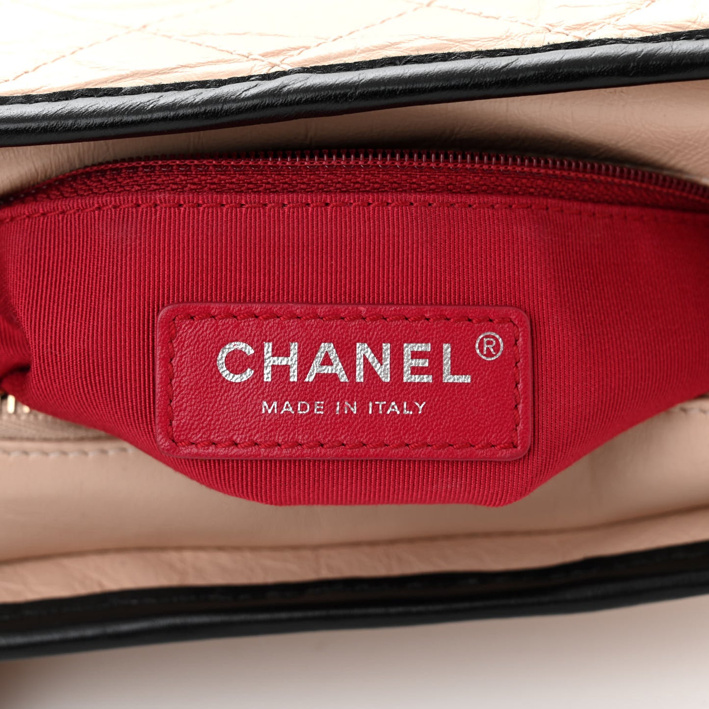 Aged Calfskin Quilted Small Gabrielle Hobo Beige Black