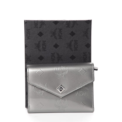 MCM Patent Monogram Three Fold Wallet Grey 6 of 6